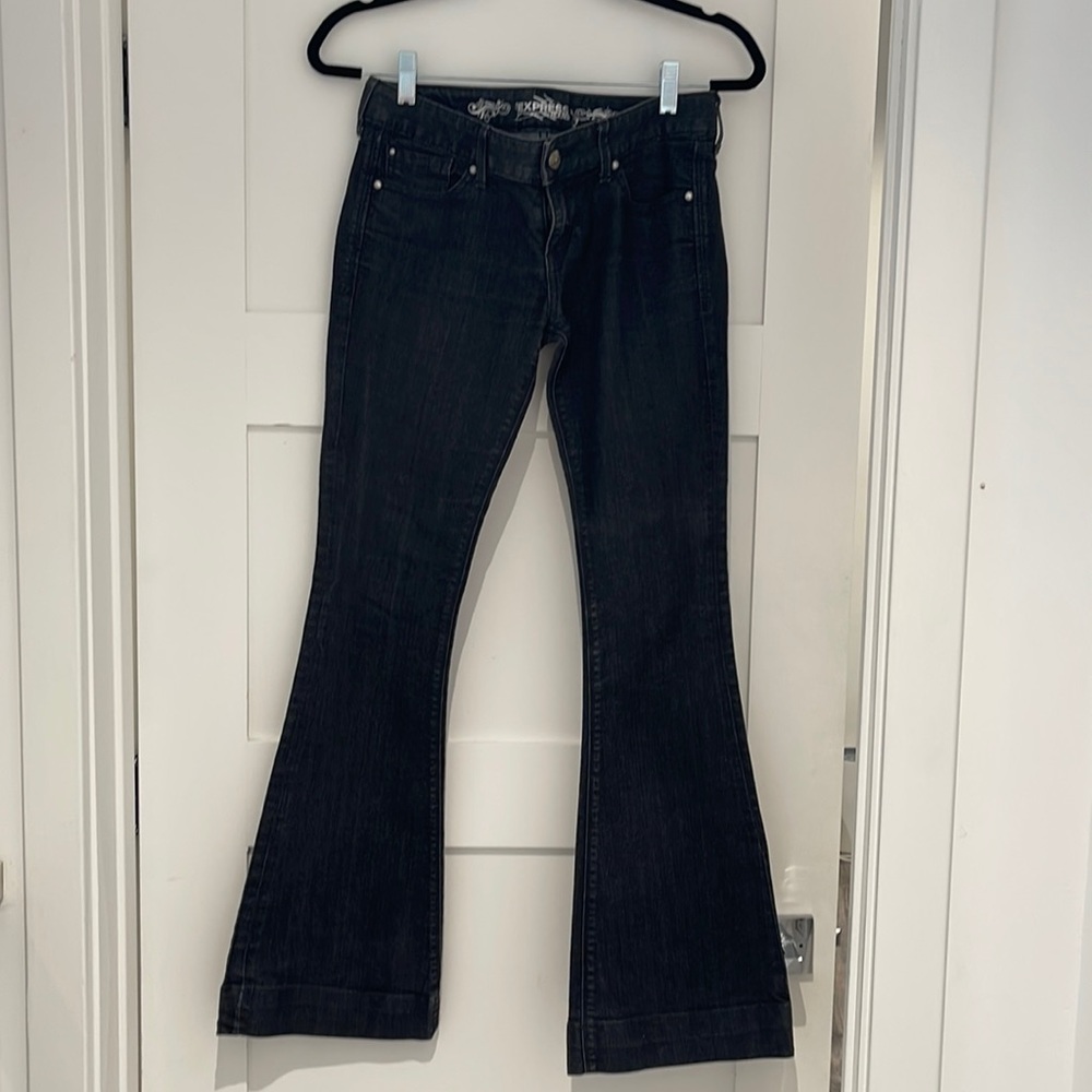 Black flare low rise jeans